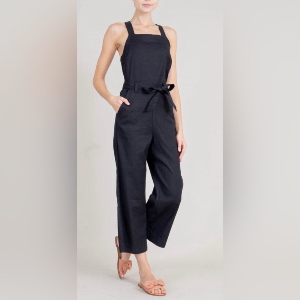 Level 99 Black Linen Blend Jumpsuit